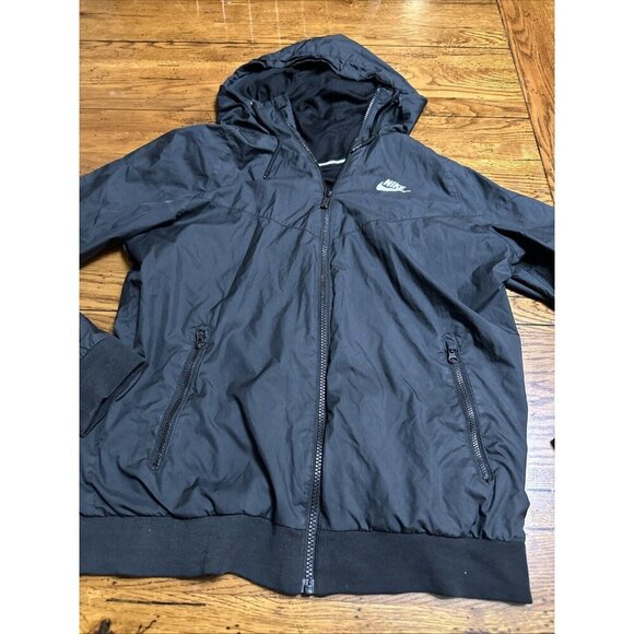 Nike Windbreaker Windrunner Jacket Black Nylon Soft Small C31 - Picture 1 of 8